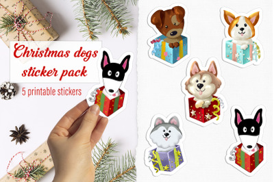 Christmas dog sticker pack Printable png stickers for cricut