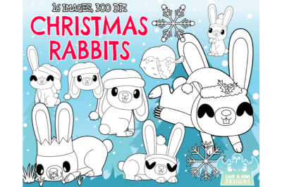 Christmas Rabbits Digital Stamps - Lime and Kiwi Designs