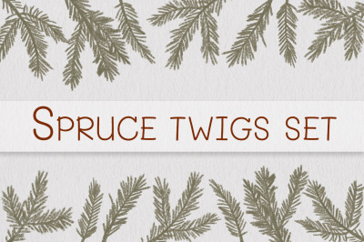 Spruce twigs clipart set