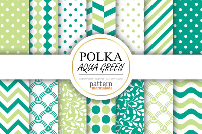 Polka Aqua Green Digital Paper - S0701