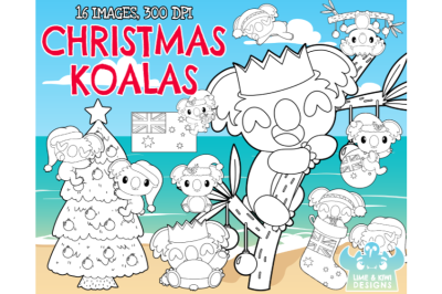 Christmas Koalas Digital Stamps - Lime and Kiwi Designs