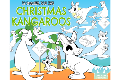 Christmas Kangaroos Digital Stamps - Lime and Kiwi Designs