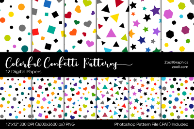 Colorful Confetti Digital Papers