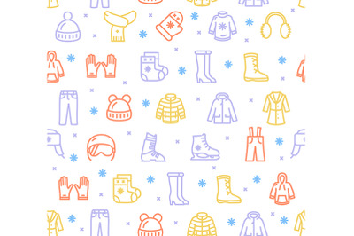 Winter Clothes Seamless Pattern Background. Vector