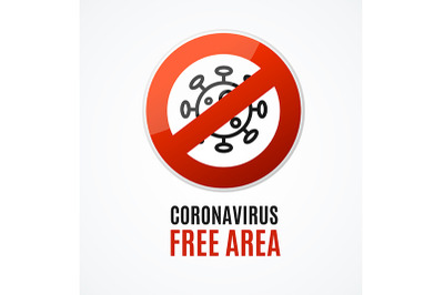 Covid Free Area Red Sign. Vector