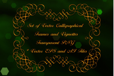 Set of Vector Calligraphical Frames and Vignettes - Transparent PNG +