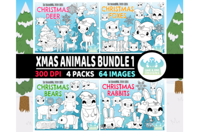 Christmas Animals Digital Stamps Bundle 1