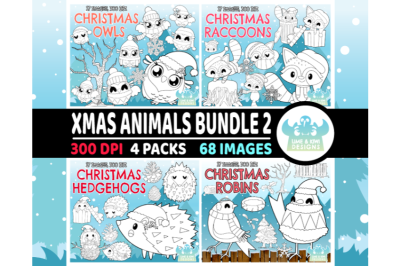 Christmas Animals Digital Stamps Bundle 2