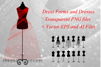 Dress Forms and Dresses - Transparent PNG files + Vector EPS and AI Fi