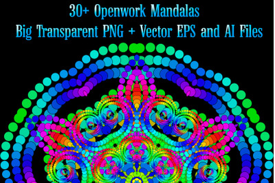30+ Openwork Mandalas - Big Transparent PNG + Vector EPS and AI Files