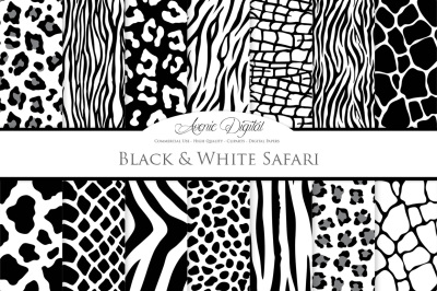Black and White Animal Prints - Seamless Vector Patterns