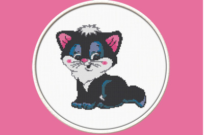 Black Kitten - PDF Downloadable Printable Cross Stitch Pattern