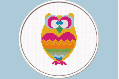 Bright Owl - PDF Downloadable Printable Cross Stitch Pattern