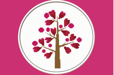 Heart Tree - PDF Downloadable Printable Cross Stitch Pattern