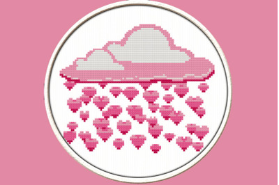 Rain of Hearts - PDF Downloadable Printable Cross Stitch Pattern