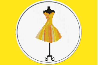 Yellow Dress - PDF Downloadable Printable Cross Stitch Pattern