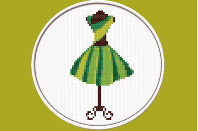 Green Dress - PDF Downloadable Printable Cross Stitch Pattern