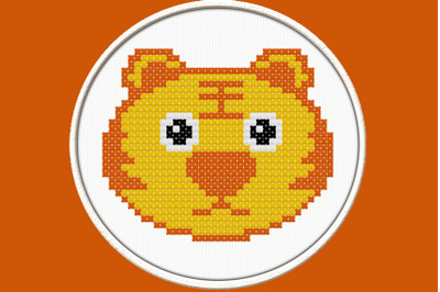 Tiger Face - PDF Downloadable Printable Cross Stitch Pattern