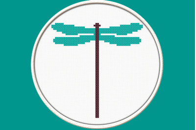 Turquoise Dragonfly - PDF Downloadable Printable Cross Stitch Pattern