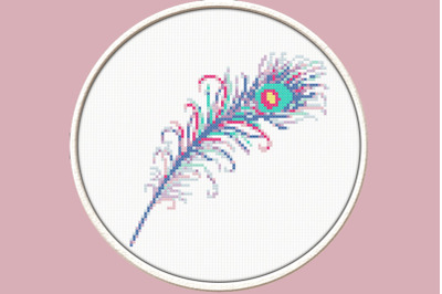 Peacock&#039;s Feather - PDF Downloadable Printable Cross Stitch Pattern