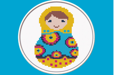 Blue Matryoshka - PDF Downloadable Printable Cross Stitch Pattern