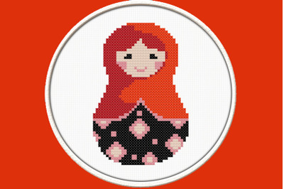 Red Matryoshka - PDF Downloadable Printable Cross Stitch Pattern