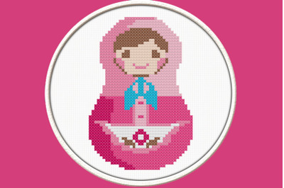 Pink Matryoshka - PDF Downloadable Printable Cross Stitch Pattern