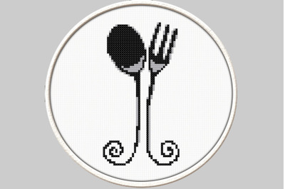 Spoon and Fork - PDF Downloadable Printable Cross Stitch Pattern