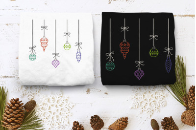Hanging Christmas Ornaments Linework | Embroidery