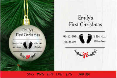Baby Birth Announcement.First Christmas. Baby Birth SVG