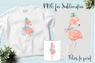 Cute flamingo sublimation. Design for printing.
