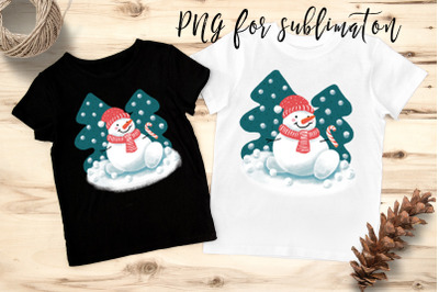 Cute Snowman sublimation. Christmas Design for printing.