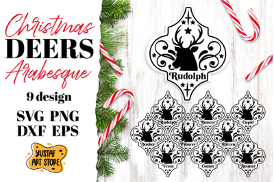 Christmas Deers Arabesque SVG bundle. 9 design
