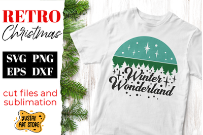 Retro Christmas SVG &quot;Winter wonderland&quot; quote for crafting