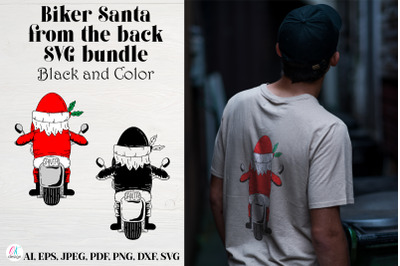 Biker Santa from the back SVG bundle. Christmas SVG. Santa Cut files.