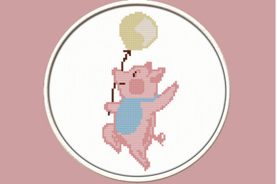 Cheerful Pig - PDF Downloadable Printable Cross Stitch Pattern