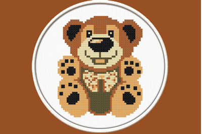 Plush Bear - PDF Downloadable Printable Cross Stitch Pattern