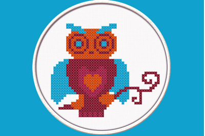 Blue Owl - PDF Downloadable Printable Cross Stitch Pattern