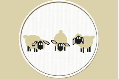 Three Sheep - PDF Downloadable Printable Cross Stitch Pattern