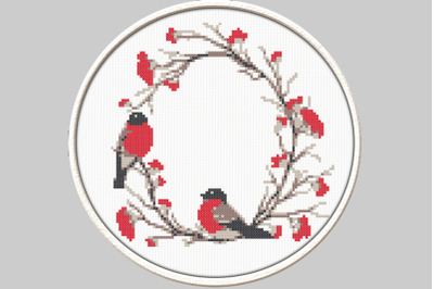 Bullfinches and Rowan - PDF Downloadable Printable Cross Stitch Patter