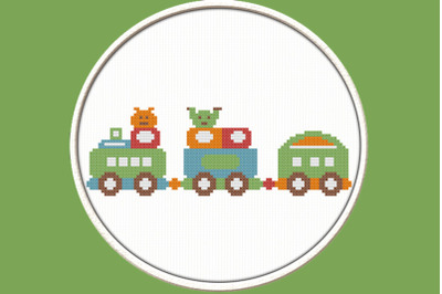 Toy Train - PDF Downloadable Printable Cross Stitch Pattern