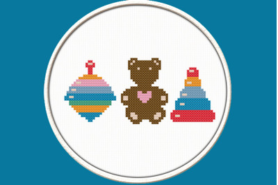 Baby Toys - PDF Downloadable Printable Cross Stitch Pattern