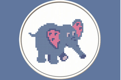 Blue Elephant - PDF Downloadable Printable Cross Stitch Pattern