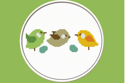 Three Birds - PDF Downloadable Printable Cross Stitch Pattern