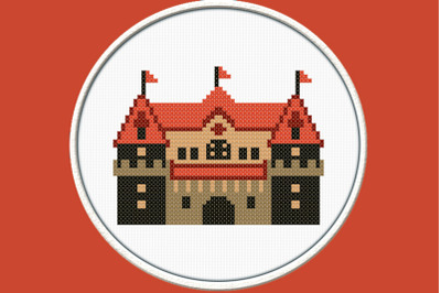 Orange Castle  - PDF Downloadable Printable Cross Stitch Pattern