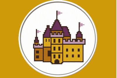 Yellow Castle  - PDF Downloadable Printable Cross Stitch Pattern