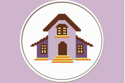 Violet House - PDF Downloadable Printable Cross Stitch Pattern