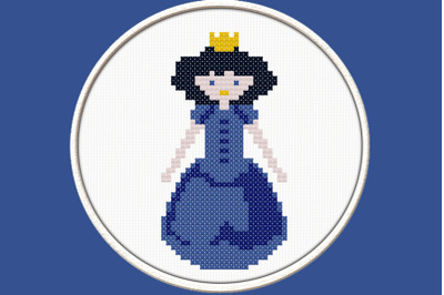 Little  Princess in Navy Blue - PDF Downloadable Printable Cross Stitc