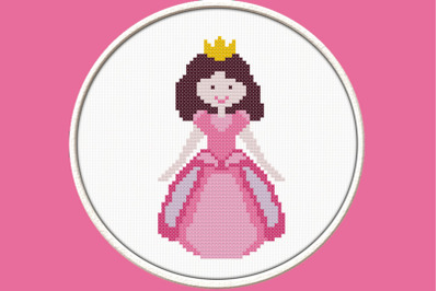 Little Princess in Rosy - PDF Downloadable Printable Cross Stitch Patt