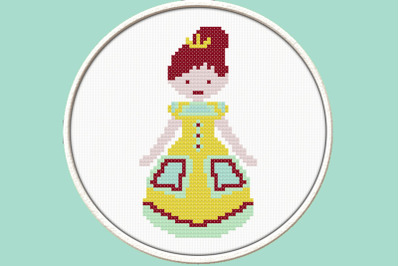 Little Princess in Yellow - PDF Downloadable Printable Cross Stitch Pa